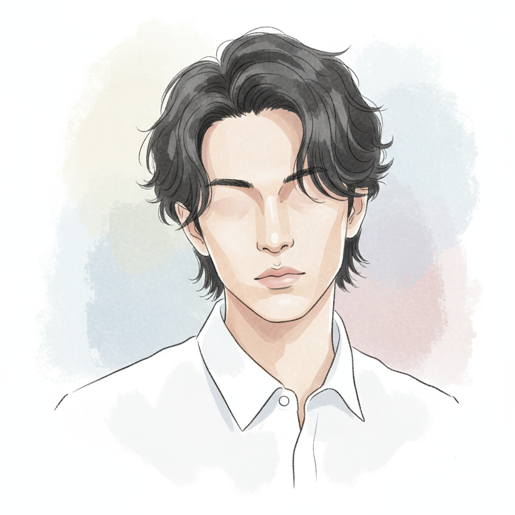 センターパート(前髪を真ん中で分け落ち着いた大人の雰囲気)