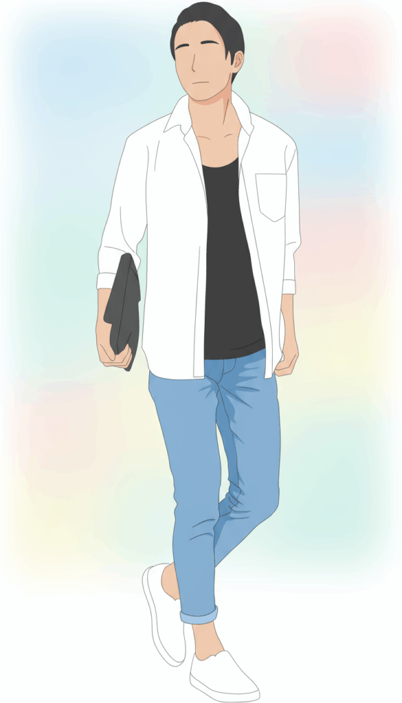 ジーンズ+白シャツ(シンプルで誠実さを感じさせる、誰でも使える王道コーデ)