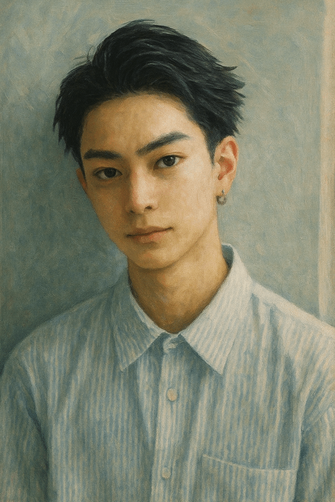 アップバング(前髪を上げておでこを出す爽やかな髪型)