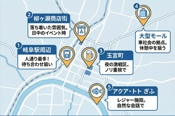 岐阜でナンパが成功しやすいおすすめスポット